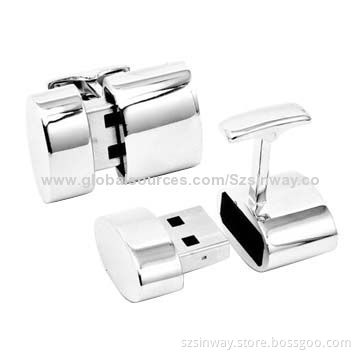 Metal Cufflinks USB Flash Drives with Logos Printing, 2-32GB